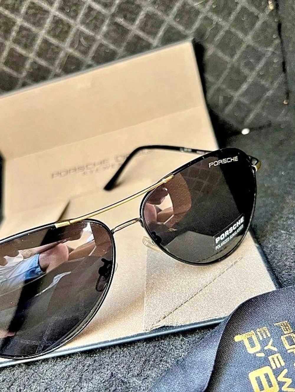 Porsche Design Aviator Sunglasses Black & Gold